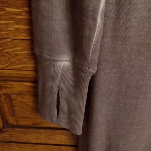 Athleta Small tall, plum sweatshirt dress, distressed, washed look at seams - Picture 4 of 8